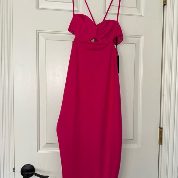 h:ours Strapless Hot Pink Dress - Picture 1 of 3